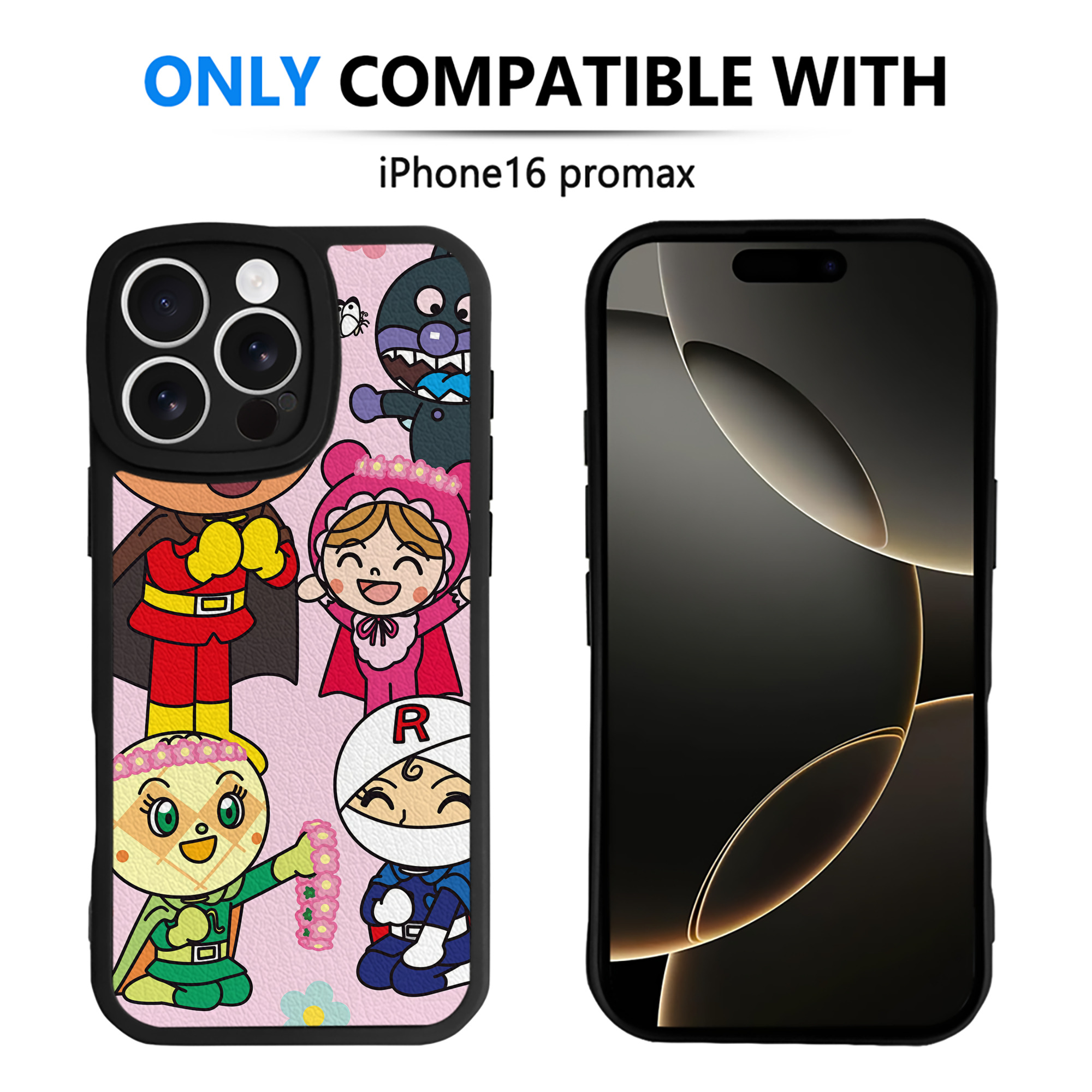 （画像用） アンパンマン Anpanman 【iPhone 16シリーズ対応】シリコンスマホケース（レザー調） 材質：シリコン